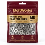 BoltWorks Stainless Steel Flat Washer M8 200pcs