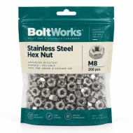 BoltWorks Stainless Steel Hex Nut M8 200pcs