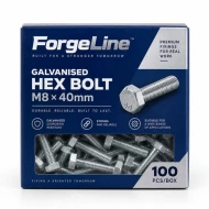 ForgeLine Galvanised Hex Bolt M8 x 40mm 100pcs