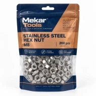 Mekar Tools Stainless Steel Hex Nut M8 200pcs